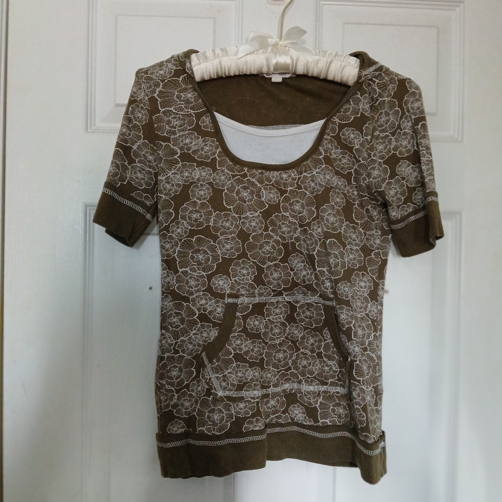 Y2K twilight floral short sleeve hooded shirt